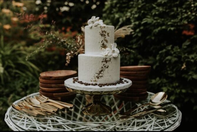 wedding cake on table