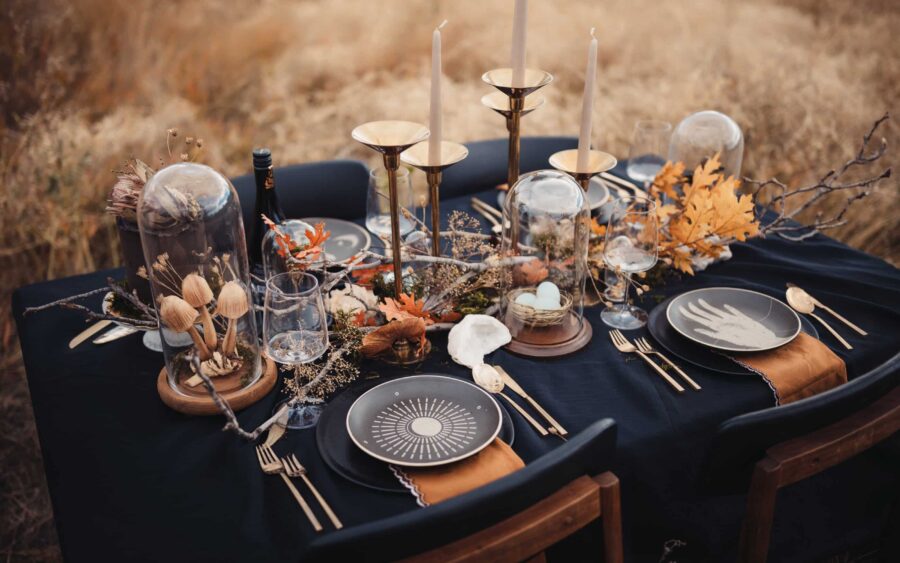 decorated and set table